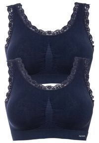 bonprix - Biustonosz bezszwowy bustier Feel comfort (2 szt.). Kolor: niebieski. Materiał: materiał, koronka