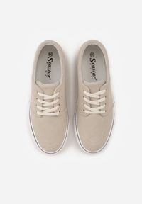 Born2be - Beżowe Klasyczne Tenisówki z Ozdobnym Paskiem przy Podeszwie Ranora. Zapięcie: pasek. Kolor: beżowy. Materiał: jeans, dresówka. Szerokość cholewki: normalna. Wzór: gładki. Styl: klasyczny #5