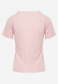 Renee - Różowy Casualowy Bawełniany T-shirt Rivali. Okazja: na co dzień. Kolor: różowy. Materiał: bawełna. Styl: casual #4