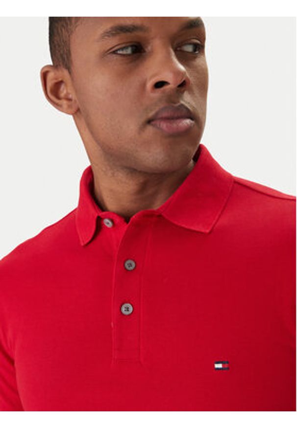 TOMMY HILFIGER - Tommy Hilfiger Polo 1985 MW0MW17771 Czerwony Slim Fit. Typ kołnierza: polo. Kolor: czerwony. Materiał: bawełna