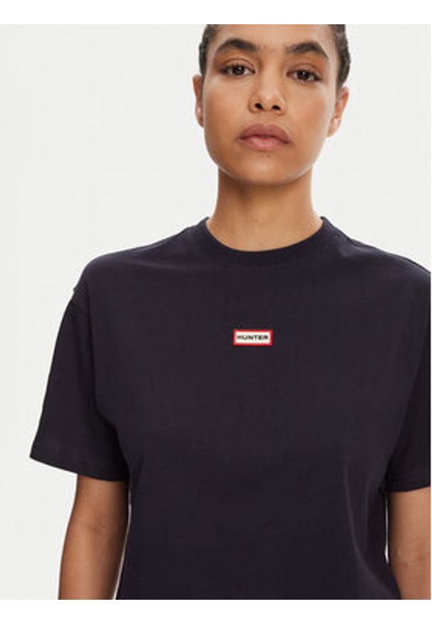 Hunter T-Shirt Leona HARW0070251 Granatowy Boxy Fit. Kolor: niebieski. Materiał: bawełna