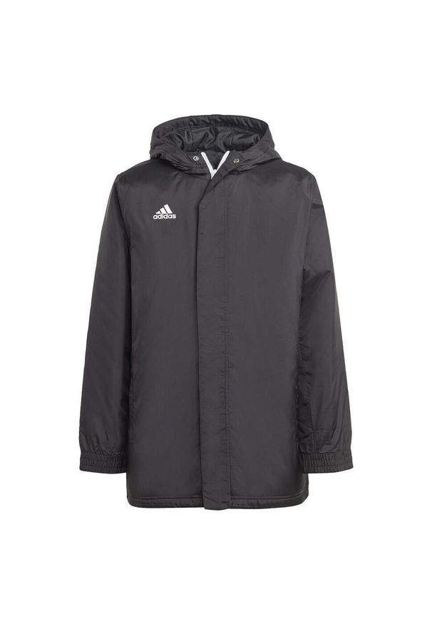 Adidas - Entrada 22 Stadium Jacket. Kolor: czarny. Materiał: poliester. Długość: długie