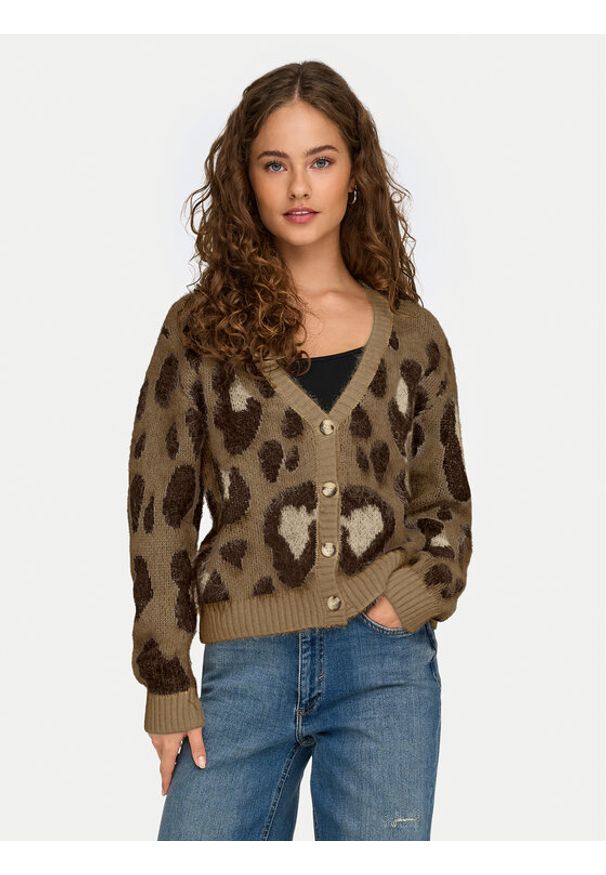 only - ONLY Kardigan Edelie 15353090 Brązowy Regular Fit. Kolor: brązowy. Materiał: syntetyk