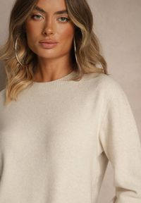 Renee - Beżowy Casualowy Sweter z Wełną i Wiskozą Lussare. Okazja: na co dzień. Kolor: beżowy. Materiał: wełna, wiskoza. Styl: casual #5
