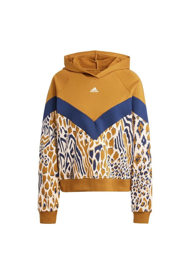Adidas - Bluza z kapturem adidas x FARM Rio. Typ kołnierza: kaptur. Kolor: brązowy, zielony, niebieski, wielokolorowy. Materiał: materiał