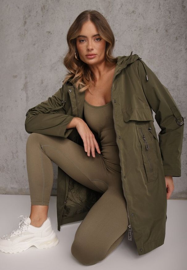 Renee - Zielona Przejściowa Kurtka Parka z Rękawami z Możliwością Podpięcia Tinarae. Okazja: na spacer. Kolor: zielony