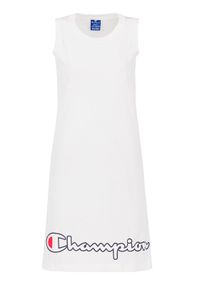 Champion Sukienka codzienna Script Logo Ribbed Trim 112657 Biały Regular Fit. Okazja: na co dzień. Kolor: biały. Materiał: bawełna. Typ sukienki: proste. Styl: casual