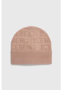 Iceberg czapka kolor różowy z cienkiej dzianiny. Kolor: różowy. Materiał: dzianina