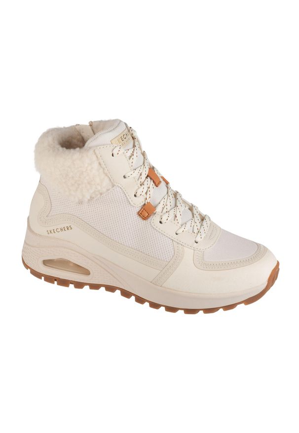skechers - Buty zimowe damskie, Uno Rugged - Fall Air. Kolor: beżowy. Materiał: materiał, syntetyk, tkanina. Sezon: zima