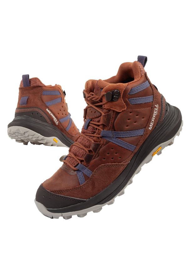 Buty sportowe damskie Merrell Siren 4 Traveller wodoodporne. Wysokość cholewki: przed kolano. Kolor: wielokolorowy, fioletowy, brązowy. Materiał: skóra. Szerokość cholewki: normalna