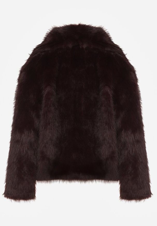 Born2be - Bordowa Kurtka Futerko z Ozdobnym Kołnierzem Devrenna. Okazja: na co dzień. Kolor: czerwony. Materiał: futro. Sezon: zima. Styl: elegancki, casual, klasyczny