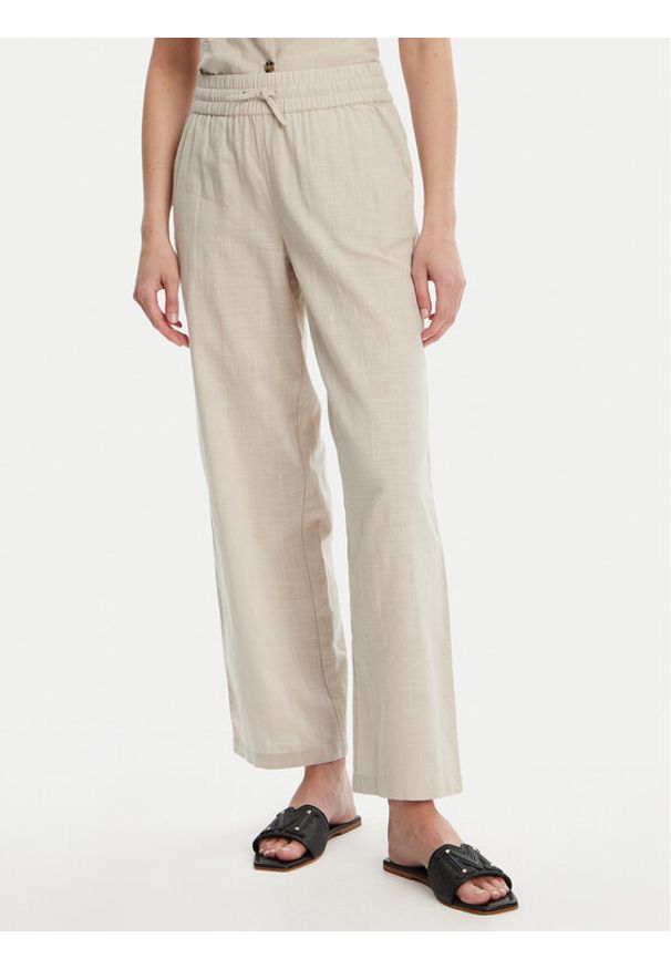 Vero Moda Spodnie materiałowe Caia 10333796 Beżowy Wide Leg. Kolor: beżowy. Materiał: bawełna
