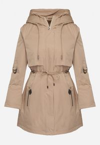 Born2be - Beżowa Kurtka Parka z Kapturem Ściągana Troczkami z Regulowanymi Rękawami Terilles. Okazja: na co dzień. Typ kołnierza: kaptur. Kolor: beżowy. Materiał: jeans. Styl: casual, elegancki #6