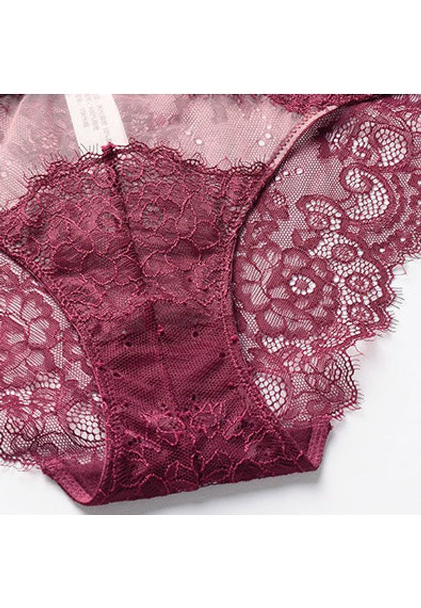 Intica - Komplet bielizny z koronką i figami regulowane ramiączka Agripina. Kolor: czerwony. Materiał: koronka. Wzór: koronka