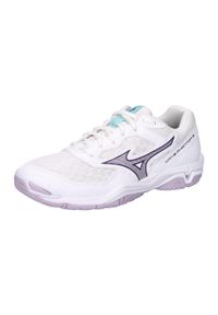 Damskie buty halowe Mizuno Wave Phantom. Zapięcie: sznurówki. Kolor: wielokolorowy, niebieski, biały. Materiał: tkanina, materiał, syntetyk. Szerokość cholewki: normalna. Model: Mizuno Wave. Sport: piłka ręczna #1
