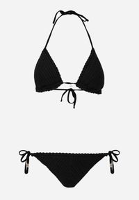 Renee - Czarne Dwuczęściowe Bikini z Szydełkową Fakturą Wiązane na Szyi z Metalicznymi Ozdobami Murilora. Kolekcja: plus size. Kolor: czarny. Wzór: aplikacja #5