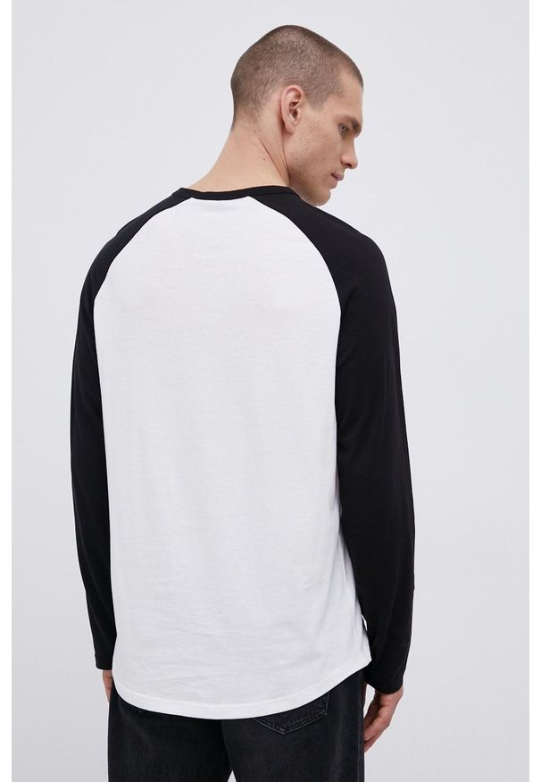 Volcom - Longsleeve bawełniany. Okazja: na co dzień. Kolor: biały. Materiał: bawełna. Długość rękawa: długi rękaw. Wzór: nadruk. Styl: casual
