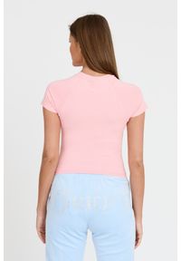 Juicy Couture - JUICY COUTURE Różowy damski t-shirt Retroshrunken Tee, Rozmiar S. Kolor: różowy