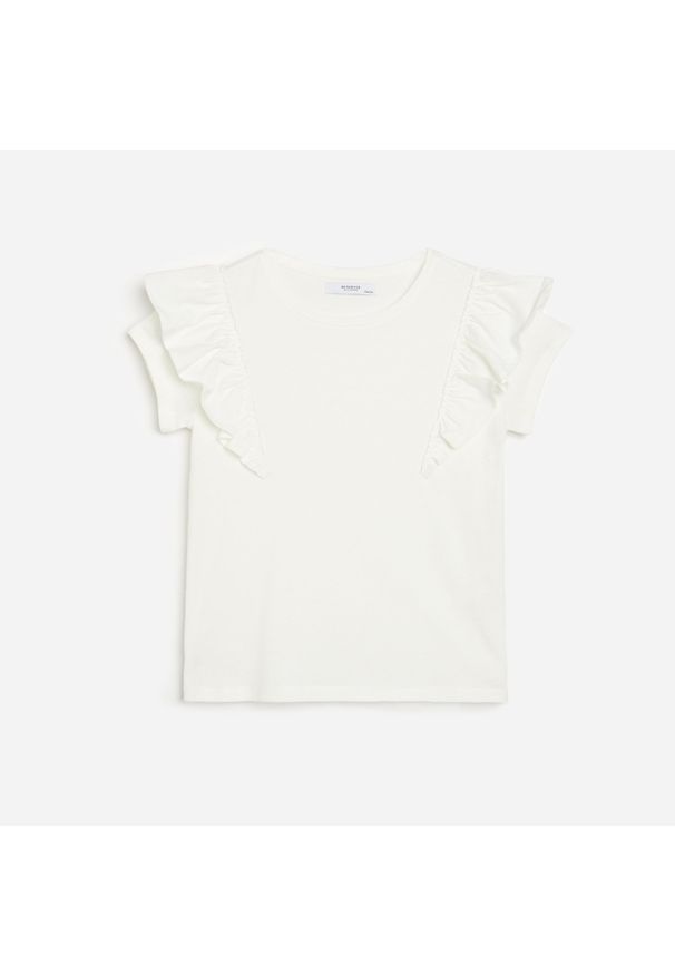 Reserved - T-shirt z bawełny organicznej - Kremowy. Kolor: kremowy. Materiał: bawełna