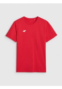 4f - 4F T-shirt regular gładki męski - czerwony XL. Okazja: na co dzień. Kolor: czerwony. Materiał: materiał, bawełna, dzianina, jersey. Długość rękawa: krótki rękaw. Długość: krótkie. Wzór: gładki. Styl: klasyczny, casual, sportowy #1