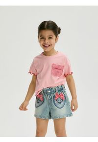 Reserved - Jeansowe szorty z kokardką - niebieski. Kolor: niebieski. Materiał: jeans #1