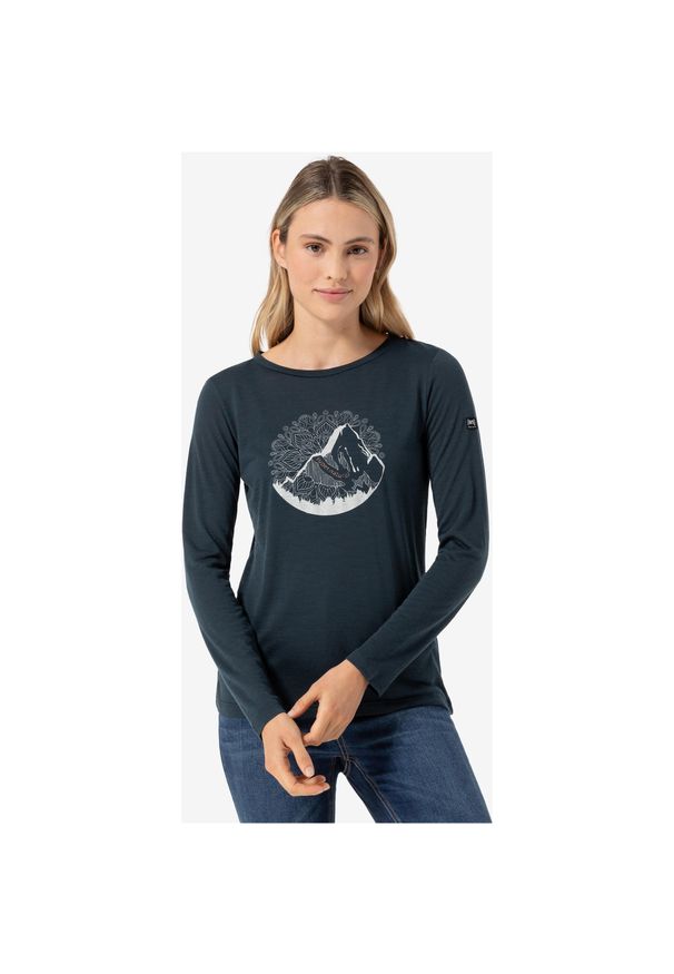 Koszulka z długim rękawem damska SUPER.NATURAL W Mountain Mandala Tree. Kolor: niebieski. Długość rękawa: długi rękaw. Długość: długie