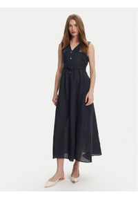 Marella Sukienka letnia Picchio 2513221064 Granatowy Regular Fit. Kolor: niebieski. Materiał: len. Sezon: lato