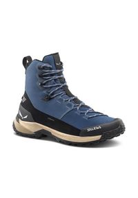 Buty trekkingowe męskie Salewa Puez Winter Mid Powertex. Wysokość cholewki: za kostkę. Kolor: niebieski. Materiał: materiał, syntetyk. Szerokość cholewki: normalna
