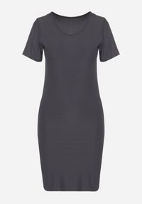 Born2be - Ciemnoszara Casualowa Sukienka z Bawełną Lumelisse. Okazja: na co dzień. Kolor: szary. Materiał: bawełna. Typ sukienki: proste. Styl: casual #3