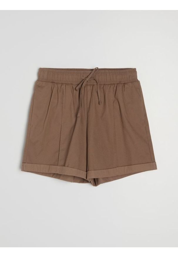 Sinsay - Bawełniane szorty z przeszyciami - brązowy. Kolor: brązowy. Materiał: bawełna