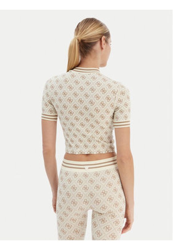 Guess T-Shirt V5BP07 K2000 Beżowy Slim Fit. Kolor: beżowy. Materiał: syntetyk