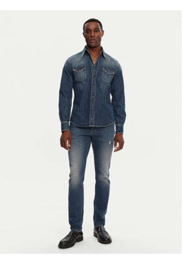 DOLCE & GABBANA - Dolce&Gabbana Koszula jeansowa G5JC8D G8GW9 Granatowy Regular Fit. Kolor: niebieski. Materiał: bawełna