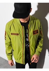 Ombre Clothing - Kurtka męska przejściowa C485 - zielona - XL. Kolor: zielony. Materiał: poliester #4