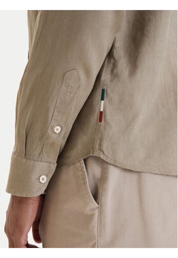 Aeronautica Militare Koszula 261CA1321UCT03089 Beżowy Regular Fit. Kolor: beżowy. Materiał: len