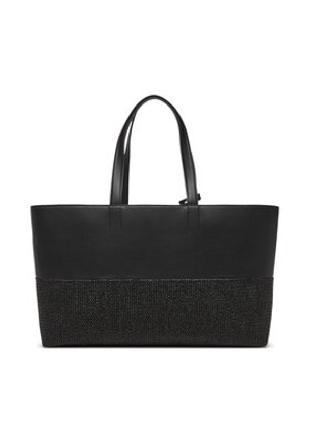 Calvin Klein Torebka Ck Mixmedia Shopper_Raffia K60K613167 Czarny. Kolor: czarny. Materiał: skórzane