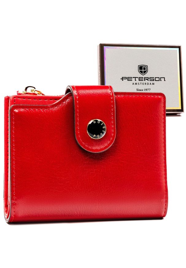 Portfel damski Peterson PTN 012-F czerwony. Kolor: czerwony. Materiał: skóra ekologiczna