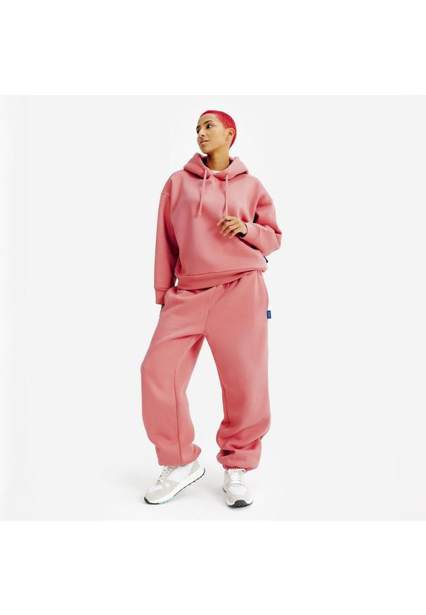 Decathlon - Bluza z kapturem damska Elementals. Typ kołnierza: kaptur. Kolor: różowy. Materiał: materiał, prążkowany, poliester, bawełna, elastan, tkanina