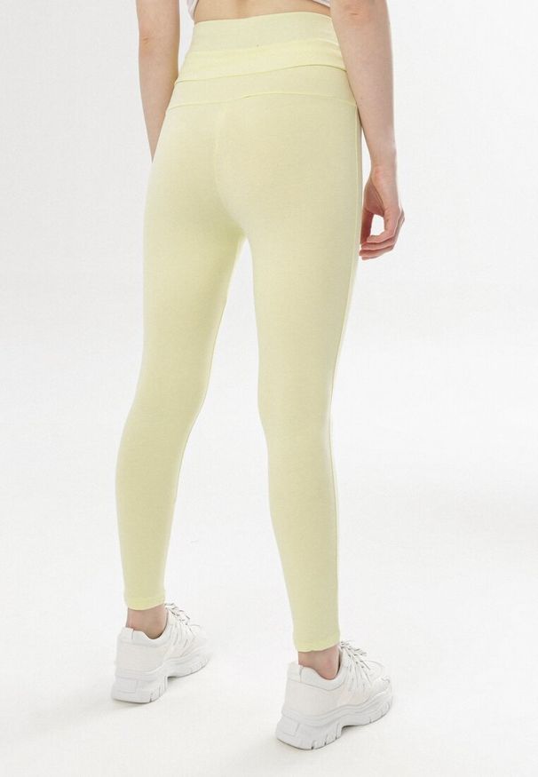 Born2be - Żółte Legginsy Mariris. Stan: podwyższony. Kolor: żółty. Materiał: dzianina. Długość: krótkie