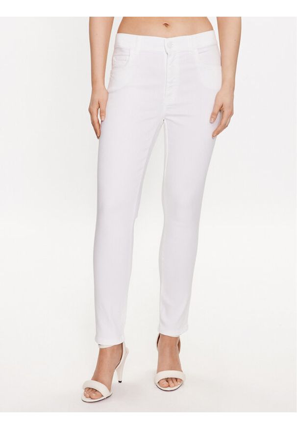 Marella Spodnie materiałowe Peseta 2331310635 Biały Slim Fit. Kolor: biały. Materiał: bawełna