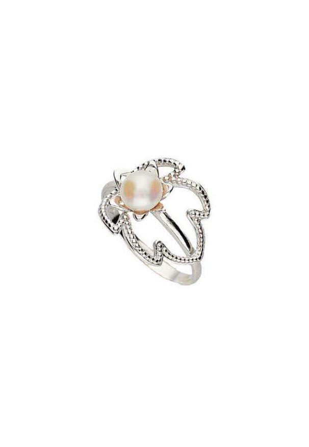 Polcarat Design - Srebrny pierścionek z perłą hodowlaną PK 1956 perła. Materiał: srebrne. Kolor: srebrny. Wzór: aplikacja. Kamień szlachetny: perła