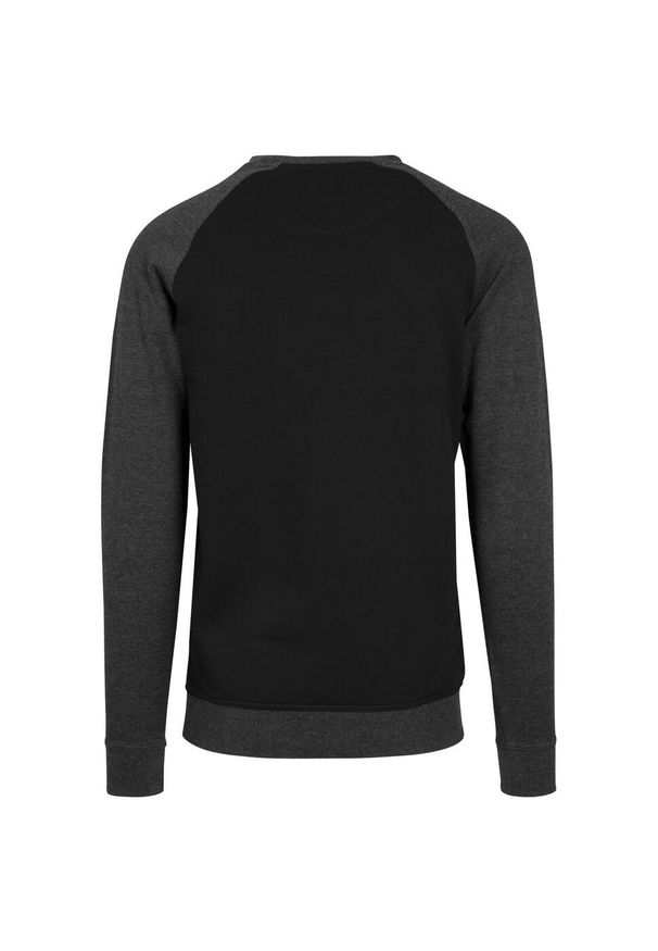 BUILD YOUR BRAND - Męska Koszulka Raglan Z Okrągłym Dekoltem. Kolor: wielokolorowy, czarny, szary. Długość rękawa: raglanowy rękaw