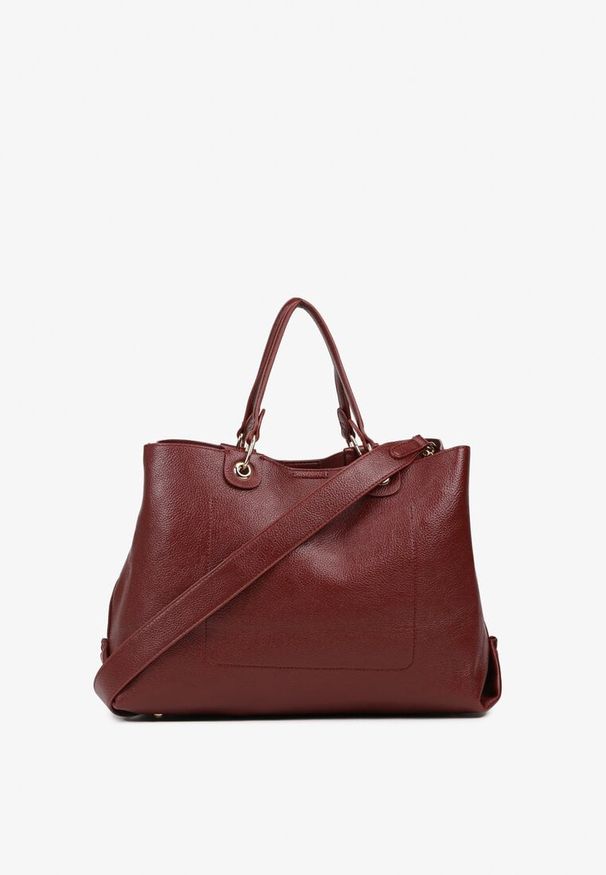 Born2be - Bordowa Dwukomorowa Torebka Typu Shopper Ozdobiona Metalicznymi Aplikacjami Adorrive. Kolor: czerwony. Wzór: aplikacja. Dodatki: z aplikacjami. Styl: elegancki