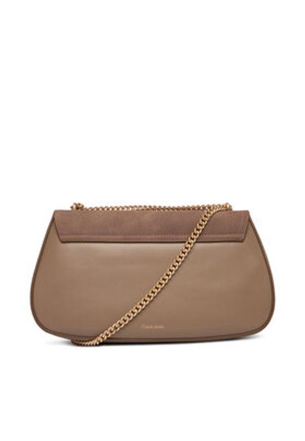 Calvin Klein Torebka Ck Conv Chain Brushed Medium Bag LV04F3407G Beżowy. Kolor: beżowy. Materiał: skórzane