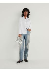 Reserved - Satynowa koszula - złamana biel. Materiał: satyna. Wzór: gładki #1