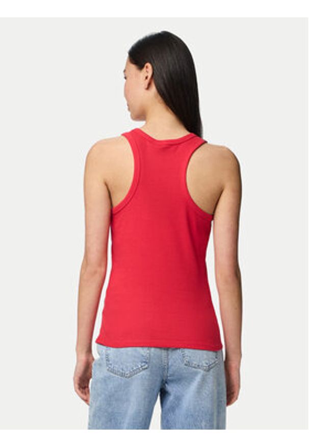 Pieces Top Ruka 17133673 Czerwony Slim Fit. Kolor: czerwony. Materiał: bawełna