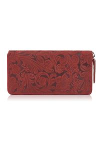 Portfel damski czerwony w kwiaty PAOLO PERUZZI T-08-RD. Kolor: czerwony. Materiał: skóra. Wzór: kwiaty #1