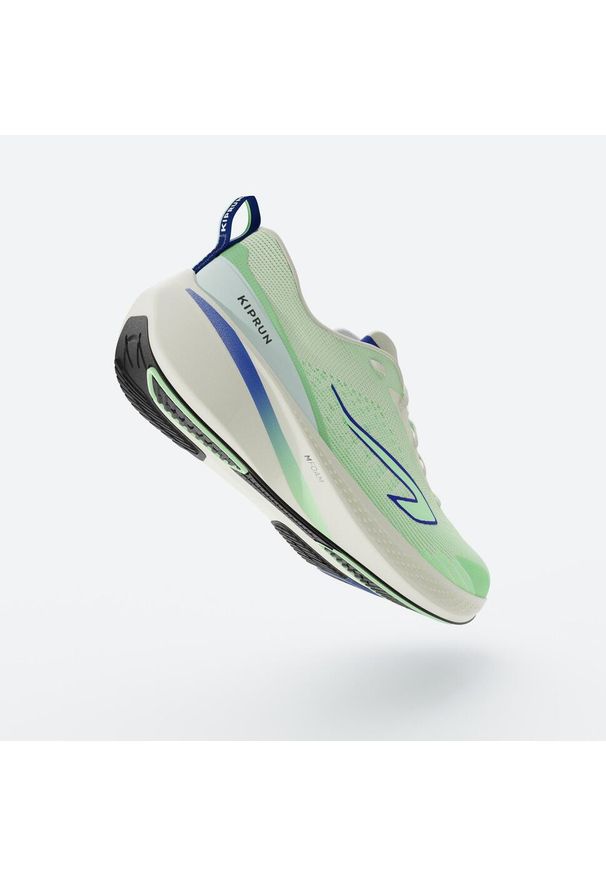 KIPRUN - Buty do biegania męskie Kiprun Cushion 500. Kolor: biały, wielokolorowy, zielony. Szerokość cholewki: normalna