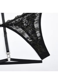 Intica - Komplet bielizny z falbanką i koronką dla kobiet Leontine. Kolor: czarny. Materiał: koronka. Wzór: koronka #6