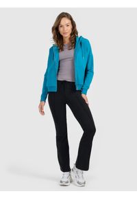 4f - 4F Bluza dresowa rozpinana z kapturem damska - turkusowa L. Okazja: na co dzień, na spacer. Typ kołnierza: kaptur. Kolor: turkusowy. Materiał: dresówka. Styl: casual. Sport: turystyka piesza #2