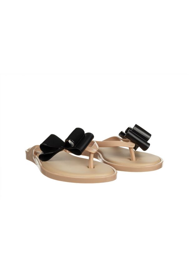 melissa - Japonki Melissa Flip Flop Cute Ad Beige Black 010457, Beżowy, Guma. Kolor: beżowy. Materiał: tworzywo sztuczne. Obcas: na obcasie